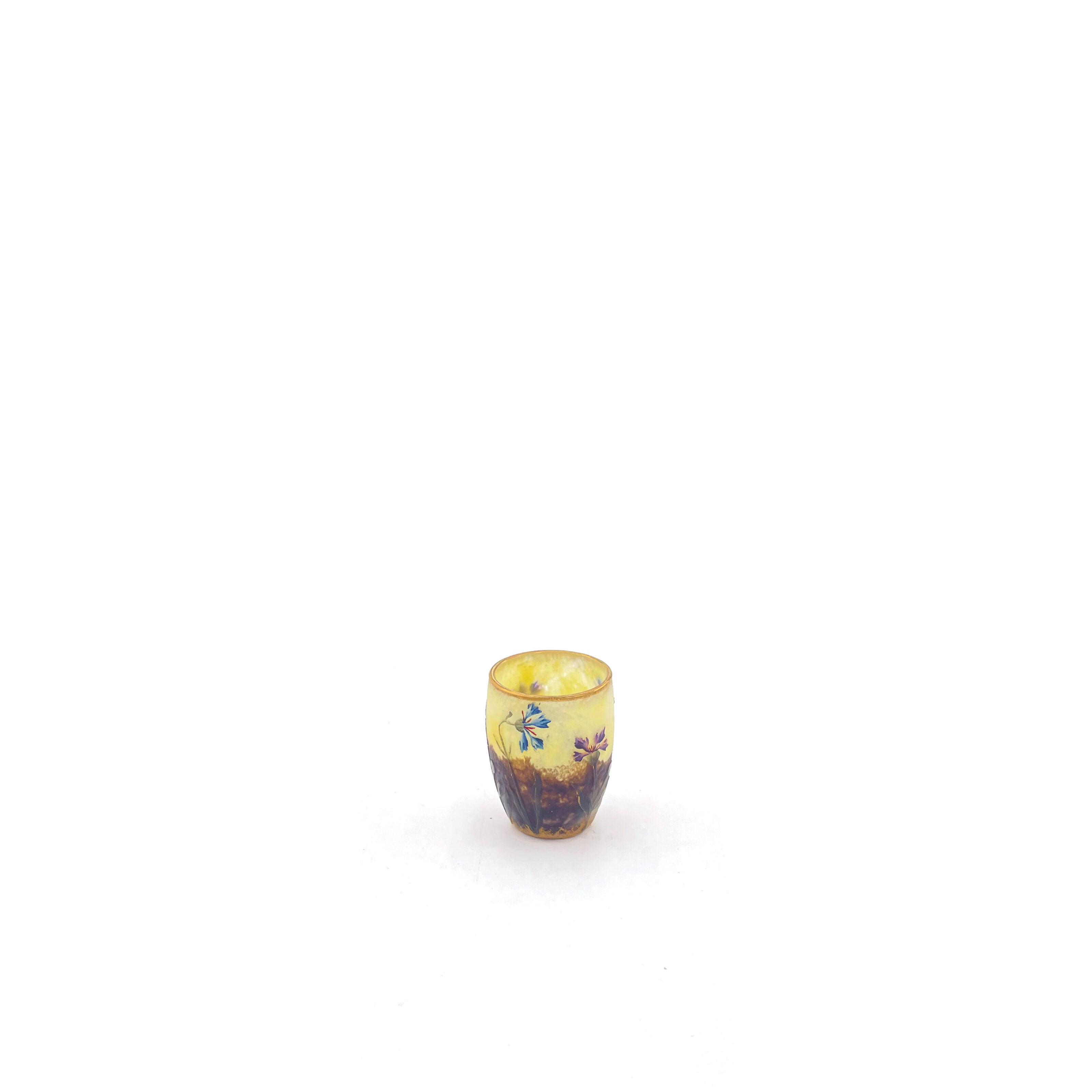 Daum Nancy アンティークオパールセント　６個セット Daum Nancy Winter Landscape Cameo Enameled Vase Antique Glass Art